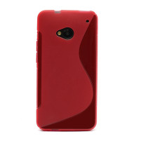 Силиконов гръб ТПУ S-Case за HTC ONE M7 червен